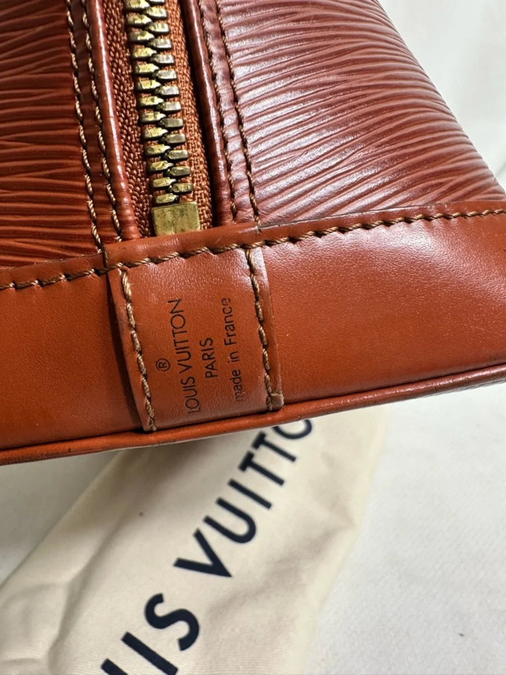 Louis Vuitton Cognac Epi Leather Alma Satchel - Picture 7 of 11